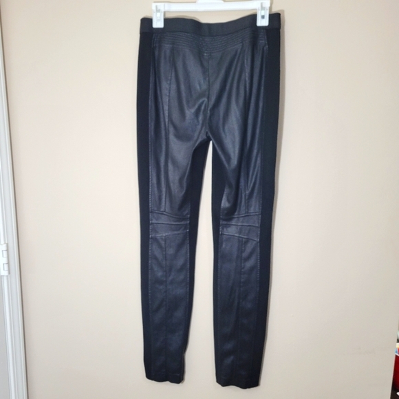 BCBGMaxAzria Women's Black Moto Faux Leather Pull On leggings Size M - Picture 2 of 14